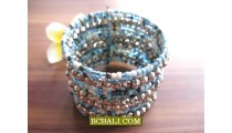 Ladies Fashion Beaded Silver Cuff Bracelets